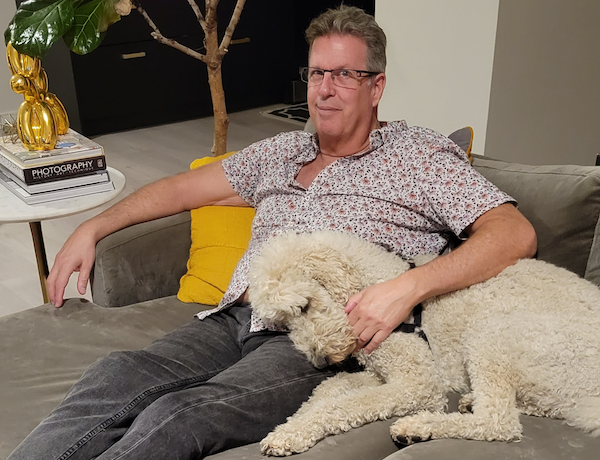 Jeffrey Okyle, City of Hope supporter, with his dog.