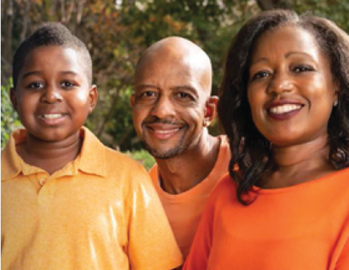 Kommah McDowell, breast cancer survivor, with her husband, Charles, and son (Christian)